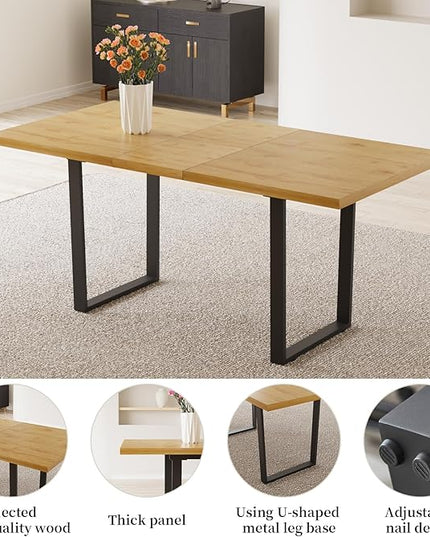 ZckyCine Modern Dining Table Set for 4-6 People Kitchen Dining Room Table Set Extendable Wood Dining Table and 4 Upholstered Chairs, Home Kitchen Furniture