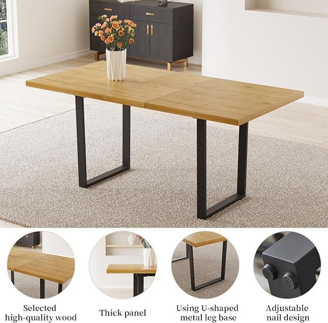 ZckyCine Modern Dining Table Set for 4-6 People Kitchen Dining Room Table Set Extendable Wood Dining Table and 4 Upholstered Chairs, Home Kitchen Furniture