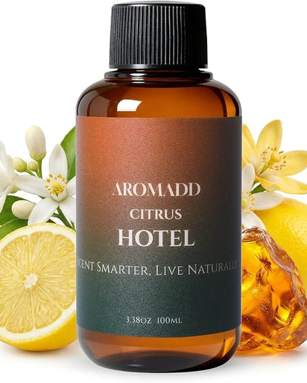 Aromadd Citrus Hotel Scents Diffuser Oil The Hotel, Luxury Essential Oils for Waterless Diffuser, Aromatherapy Hotel Diffuser Oil for Home & Office, Long-Lasting - 3.38 fl oz (100 mL)