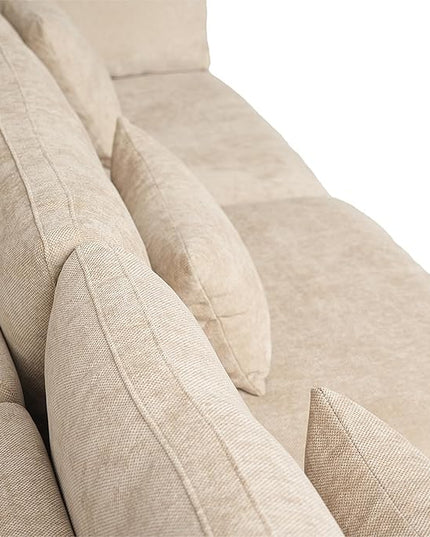 WJShome 160" Cloud Couch Sectional for Living Room, Down Filled Modular Sectional Sofa,4 Seater Convertible Couch, Sofa Covers Washable&Replaceable,Khkai