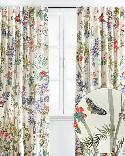 Maison d' Hermine Curtains for Living Room 100% Cotton 108 inch Length Two Panels Light Filtering Curtains for Bedroom Windows with Rod and Loop Pockets Drapes (Canne Light Beige, 50" W x 108" L)