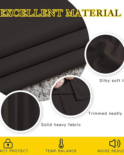NICETOWN Toffee Brown Short Window Curtains for Windows 50 inch Long - Solid Grommet 50% Light Reducing Thermal Insulated Curtain Panels for Kitchen/Bedroom (W34 x L50, 1 Pair)