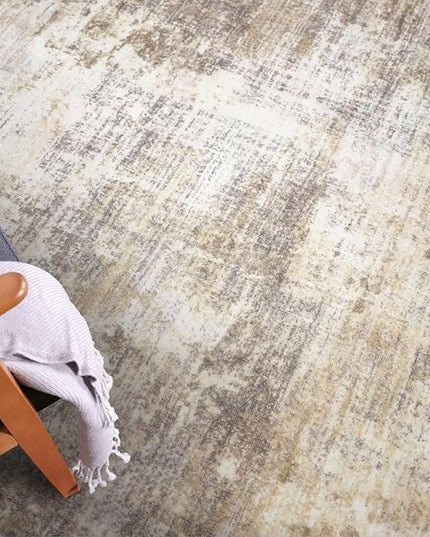 IOHOUZE Abstract Runner Rug 3x18 Ft Extra Long Washable Runners for Hallways, Non Slip Kitchen Runner Printed Faux Wool Entryway Runner Indoor, Modern Abstract Floor Carpet for Hall Stair, Beige Brown
