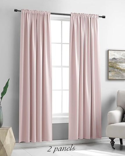 DONREN Pastel Pink Room Darkening Curtains - 90 Inch Length Light Blocking Thermal Insulated Energy Saving Curtain Panels for Livingroom,Light Pink,W 52 x L 90 Inch, 2 Panels