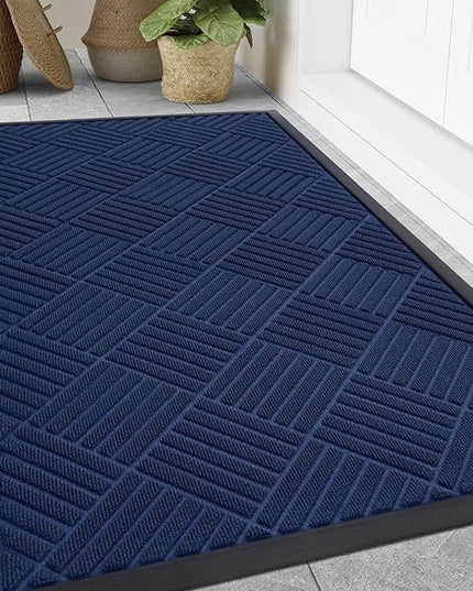 Smiry Front Door Mat Outside Entrance, Heavy Duty Outdoor Indoor Natural Rubber Doormat, Non Slip, Trap Dirt and Moisture, Easy Clean, Low Profile Patio Porch Entryway Mat, 71x47, Navy Blue