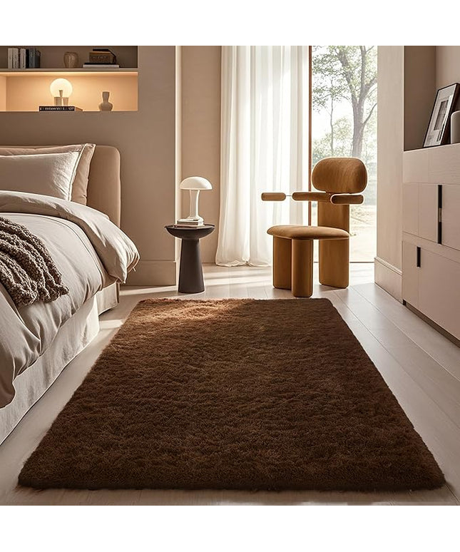 Ophanie Brown Rugs for Bedroom Living Room, Fluffy Fuzzy Furry Carpet, Plush Soft Shaggy Bedside Indoor Floor 4x6 Area Rug for Kids Girls Boys Baby Teen Dorm Nursery Home Decor Aesthetic