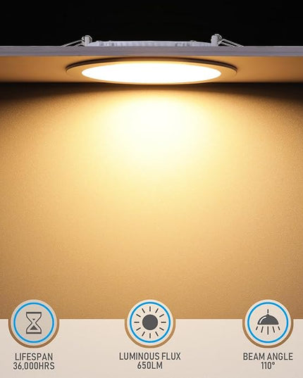 TORCHSTAR 12-Pack 4 Inch Ultra-Thin LED Recessed Lighting with J-Box, 2700K Soft White, 10W Dimmable 650lm Brightness LED Downlight, ETL & Energy Star Listed