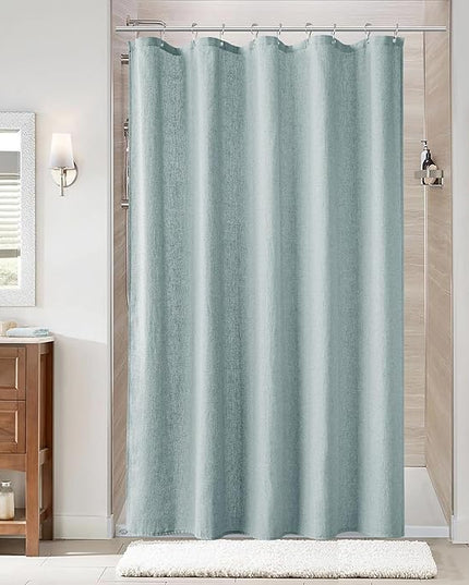 Naturoom Blue Linen Shower Curtain, Cloth Textured Fabric Shower Curtain Set with Hooks, Simple Elegant Modern Farmhouse Country Ultra Thick Bath Curtains for Bathroom,Water Repellent,60x72