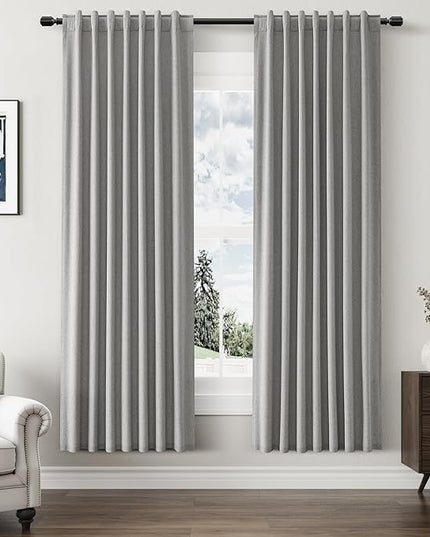 Guken 100% Blackout Linen Curtains 72 Inch Length 2 Panels Set for Living Room Bedroom Back Tab Thermal Insulated Black Out Linen Drapes Room Darkening Window Curtains,Dark Grey