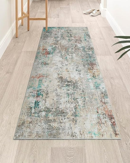 Modern Abstract 2x8 Runner Rug Washable Non Slip Stain Resistant Rug for Hallway Kitchen Bedroom Non Shedding Low Pile Indoor Floor Cover,Colorful
