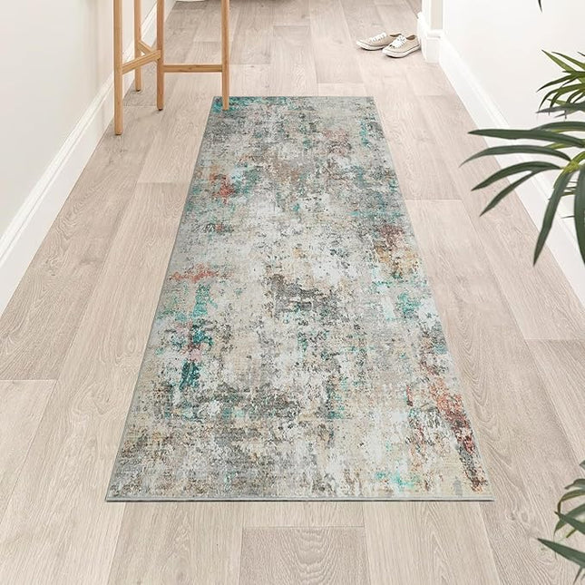 Modern Abstract 2x7 Runner Rug Washable Non Slip Stain Resistant Rug for Hallway Kitchen Bedroom Non Shedding Low Pile Indoor Floor Cover,Colorful