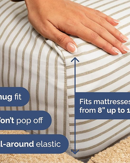 Cal King Size 4 Piece Sheet Set - Comfy Breathable & Cooling Bed Sheets Set - Hotel Luxury Bedding for Women, Men, Kids, Teens, Boys & Girls - Deep Pockets & Wrinkle Free - Oeko-Tex - Beige Stripes 2