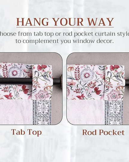 Maison d' Hermine Curtains for Living Room 100% Cotton 96 inch Length Two Panels Light Filtering Curtains for Bedroom Windows with Rod and Loop Pockets Drapes (Nellore, 50" W x 96" L)