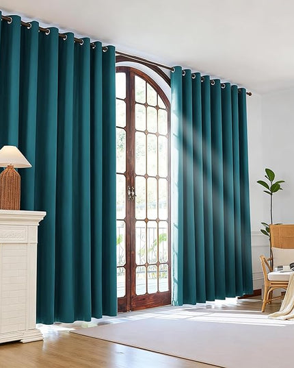 Room Darkening Curtains 63 Inch Length for Bedroom Living Room, Insulated Thermal Grommet Curtain Drapes, Blackout(60-90%,Not 100%) Window Treatment Decor, 2 Panels, 35x63, Sapphire