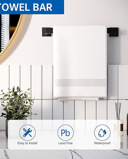 10-Piece Bathroom Hardware Accessories Set, 16 Inch SUS304 Stainless Steel Towel Bar Set, Wall Mounted Bathroom Towel Holders, Towel Hooks with Toilet Paper Holder