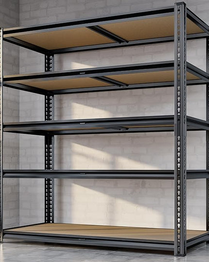 72"H Storage Shelves heavy duty, 2200LBS Garage Shelving, 5 Tier Metal Shelving Unit Adjustable Garage Shelves Utility Rack Shelf for Storage Warehouse Pantry Closet,40" W × 20" D × 72" H, Black, 2PCS