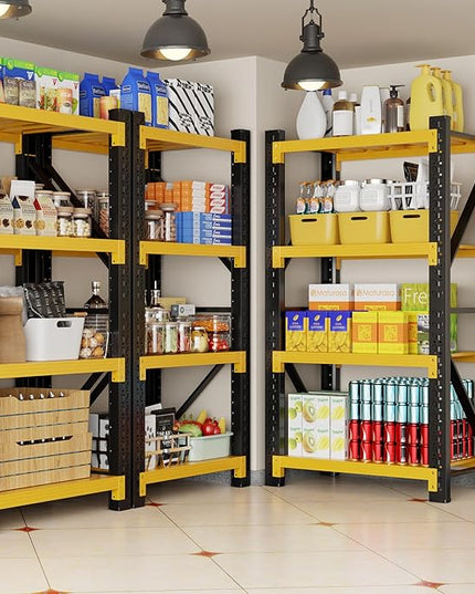 3000LBS Garage Shelving 32" W Garage Shelving Heavy Duty 4-Tier Metal Storage Shelves Adjustable Shelf Unit Storage Rack for Basement Supermarket Warehouse 32" W x 20" D x 78" H Yellow