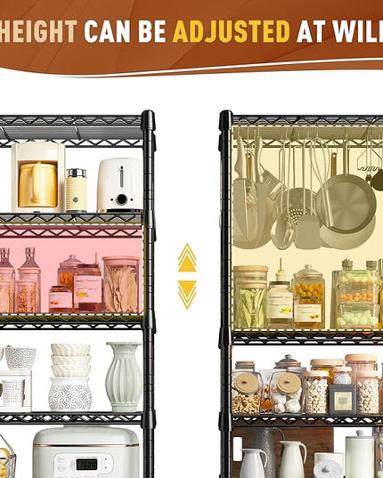 REIBII 7-Tier Metal Shelving Unit, 71’’H x 18’’W x 18’’D, 1176 LBS Weight Capacity, Adjustable Garage Shelving for Storage, Heavy Duty Shelves for Kitchen, Living Room, Bathroom etc.