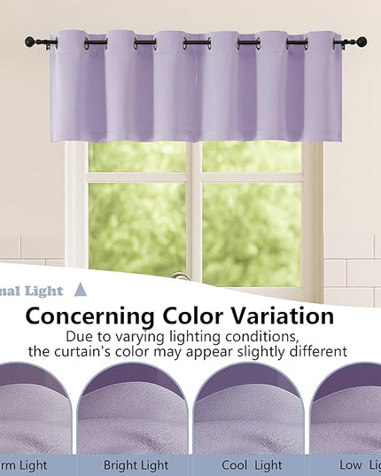 Simplebrand Lilac Short Kitchen Curtains 24 Inch Length 2 Panels Set, Small Windows Room Darkening Curtain for Bathroom, Cabinet, Basement, RV Camper, Thermal Insulated Short Drapes, 40 x 24 Inch