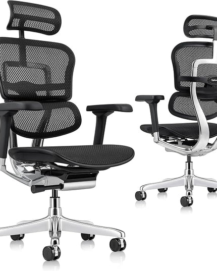 Ergohuman Eurotech ME7ERG GEN2 High Back Mesh Office Chair with Tilt Tension Control, Tilt Lock, Back Angle, Back Height, Synchro Tilt, Seat Height, Seat Depth, and Arm Height Adjustments, Black