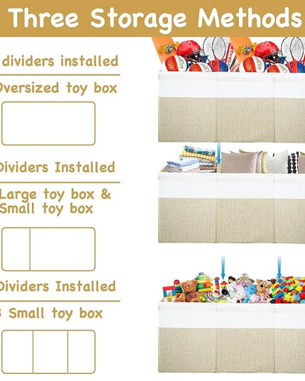 Large Toy Box Chest,Toy Storage Organizer,Storage Bins with Lids,Stuffed Animal Storage,Toy Bins for Kids,Toddlers,Baby,Girls,Nursery,Living Room,playroom(Beige)