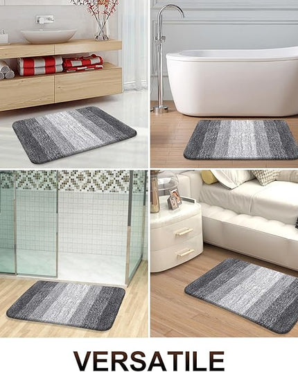 OLANLY Bathroom Rug Set 2 Piece, Soft Absorbent Microfiber Bath Rug Set, Non-Slip, Machine Wash Dry, Plush Shaggy Bath Mats for Bathroom (47"x20"+24"x16", Grey)