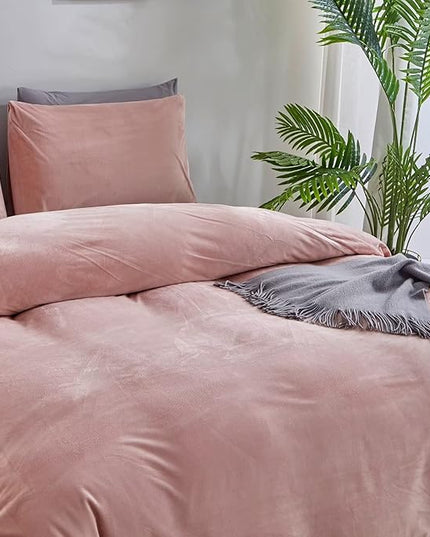Houseri Pink Velvet Comforter Set California King Fluffy Light Bedding Sets Flannel Cal Rose Sherpa Oversized Warm Fuzzy Puffy Size Cal King(96''*104''-Comforter)