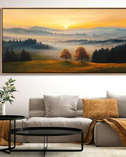 HGUAOA Nature Wall Art - Mountain & Landscape Artwork for Walls - Scenery Canvas Wall Art - Forest Painting for Living Room - Rustic Farmhouse Decor - Wall Pictures for Bedroom 20×40IN