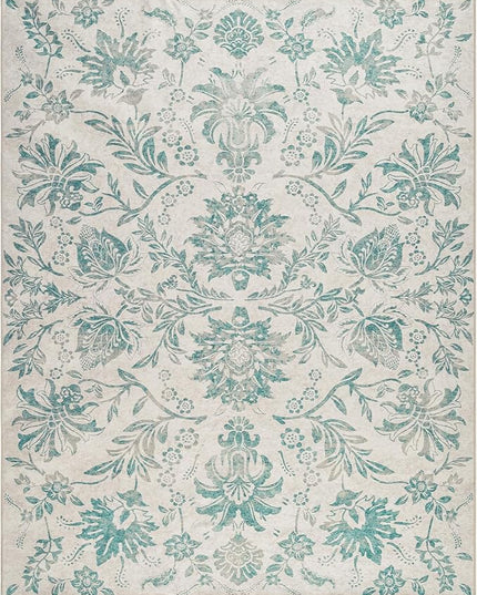 jinchan Torino Floral 8x10 Area Rugs Vintage-Inspired Design Accent Living Room Rug Machine Washable Ultra-Thin Low-Pile Non-Slip Traditional Carpet for Bedroom Dining Room Home Office
