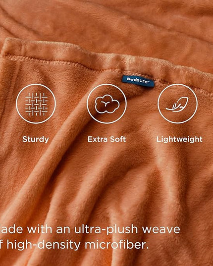 Bedsure GentleSoft Burnt Orange Fleece Blanket King Size - 280GSM Soft Lightweight Plush Cozy Blankets for Bed, Sofa, Couch, Travel, Camping