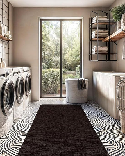 Beverly Rug Non-Slip Modern Runner Rug 2x5 Solid Traditional Rubber Backing Machine Washable Soft Thin Indoor Area Rugs for Living Room Stain Resistant Non Shedding Casual Carpet (2 x 5 Brown)