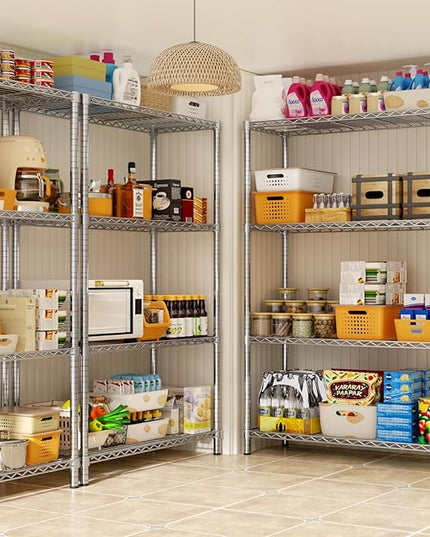 Storage Shelves Heavy Duty, 36" L x 14" W x 54" H Garage Wire Shelving Unit Loads 1400LBS, 4-Tier Adjustable Metal Industrial Utility Shelf Rack for Kitchen, Laundry Room, Pantry, Warehouse, Basement
