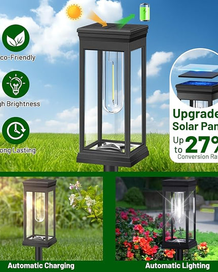 BesLowe 【Upgraded】 Solar Pathway Lights Outdoor, 12-Pack Large LED Solar Light Outdoor Waterproof, Super Bright Outside Lights for Yard, Sun-Powered Landscape Lighting for Garden Walkway, Cool White