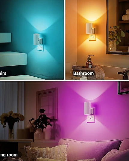 JandCase Color Night Light, LED Night Lights Plug into Wall, Color Changing Nightlight RGB with Light Sensor,Kids Gifts, Halloween, Christmas, Holiday, Hallway Bedroom Kids Room, 2 Pack