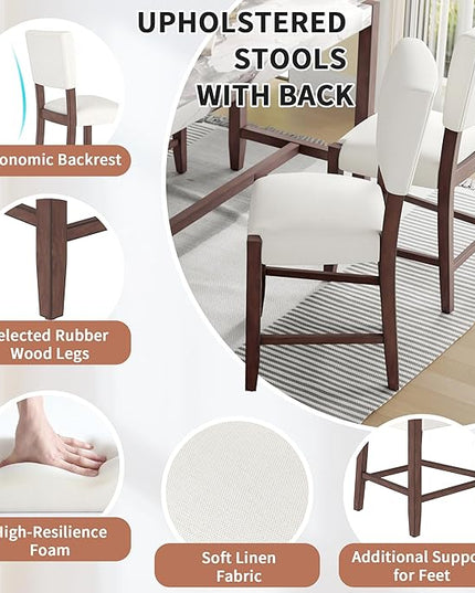 P PURLOVE 5 Piece Kitchen Table Set Counter Height Dining Table Set with Rectangle Table and 4 Cushioned Chairs for Small Place,Pub Kitchen