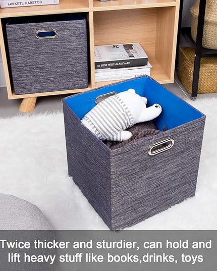 Posprica Storage Cubes,11×11 Foldable Storage Bins,Thick and Heavy duty Fabric Baskets - 4pcs,Blue