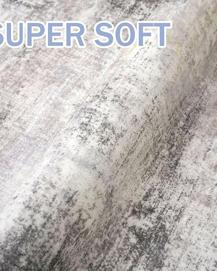 IOHOUZE Abstract Runner Rug 2x6 Ft Washable Runners for Hallways, Non Slip Kitchen Runner Printed Faux Wool Entryway Runner Indoor, Modern Abstract Floor Carpet for Hall Kitchen Bedroom, Grey Beige