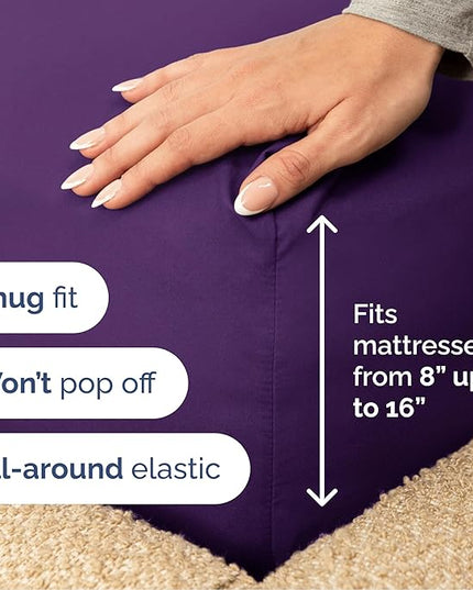 Queen Size 4 Piece Sheet Set - Comfy Breathable & Cooling Bed Sheets Set - Hotel Luxury Bedding for Women, Men, Kids, Teens, Boys & Girls - Deep Pockets, Ultra-Soft, Wrinkle Free - Oeko-Tex - Purple