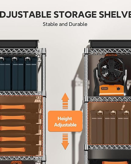 4 Tiers Storage Shelves Load 1400LBS, Metal Shelving Wire Metal Shelving Unit Shelves for Storage Adjustable Garage Shelving for Pantry Kitchen Garage Chrome 17.7" D x 47.3" W x 62.7" H