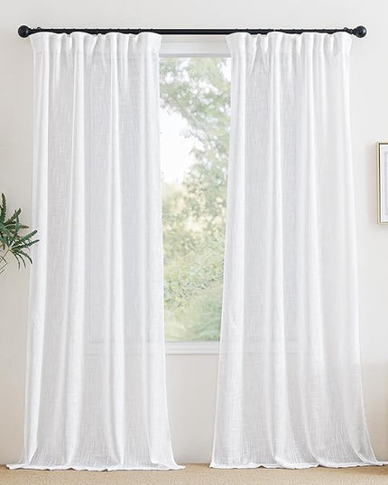 NICETOWN White Sheer Curtains 84 inches Long - Pinch Pleated Rod Pocket & Back Tab Airy & Lightweight Elegant Window Covering with Light Filtering for Bedroom/Living Room (2 Panels, W42 x L84)