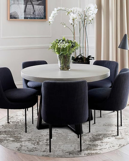 Modern Abstract 6x6 Round Area Rug Non Slip Non Shedding Rug Low Pile Stain Resistant for Bedroom Living Room Office Dining Room,Taupe/Beige