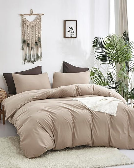 CLOTHKNOW Khaki Queen Comforter Set Cream Coffee Bedding Comforter Sets Soft Taupe Queen Comforter All Season Wheat Tan Comforter Sets Queen