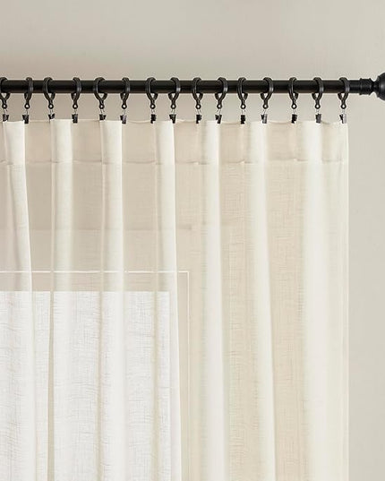 Joydeco Sheer Curtains 84 Inches Long, White Curtains for Living Room 2 Panels Set, Linen Curtains Window Privacy Assured with Light Filtering(W52 x L84 Inch,Linen)