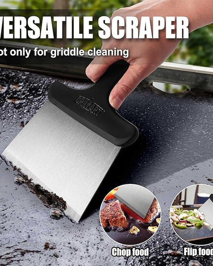 GRILLART Griddle Cleaning Kit for Blackstone, Flat Top Grill Cleaning Kit with Grill Stone, Griddle Scraper, Scouring Pad and Handles, Multifunctional Griddle Accessories for Rusty Grills, Orange