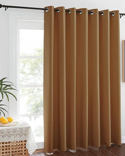 NICETOWN Patio Curtain for Sliding Glass Door - Grommet Blackout Thermal Curtain Room Darkening Sound Reducing Drape for Bedroom/Living Room (Gold Brown, 1 Panel, W100 x L84)