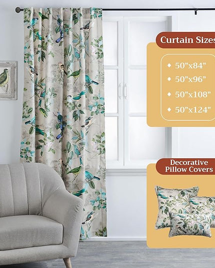 Maison d' Hermine Curtains for Living Room 100% Cotton 124 inch Length Two Panels Light Filtering Curtains for Bedroom Windows with Rod and Loop Pockets Drapes (Solstice Beige, 50" W x 124" L)
