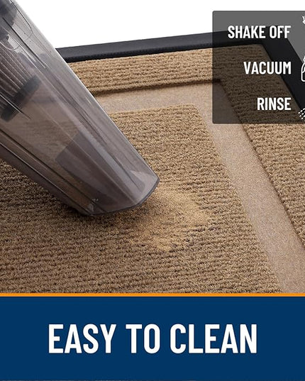 OLANLY Front Door Mat Indoor Outdoor Entrance, Waterproof All-Season, All-Weather Doormat, Sturdy Natural Rubber, Fade Resistant, Low Profile, Easy Clean Patio Porch Entryway Mat, 47x32, Light Brown