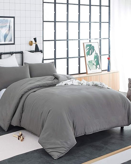 Houseri Grey Comforter Queen Size Solid Dark Gray Bedding Comforters Sets Men Women Modern Dark Grey Queen Comforter Set for Teen Girls Boys Soft Comfy Breathable Pure Grey Bed Quilts Blankets Durable