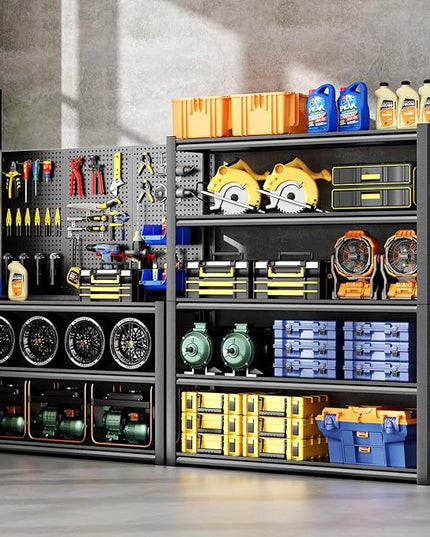 72" H Garage Shelving,5-Tier Heavy Duty Shelving Unit,3000LBS Adjustable Metal Storage Shelves,Storage Rack Units for Industrie,Shed,Warehouse,Basement,Black,48" W x 24" D x 72" H