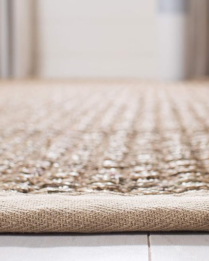 SAFAVIEH Area Rug 3' Round - Natural Fiber Collection - Natural & Beige, Seagrass, Basketweave Pattern with Border (NF114A)